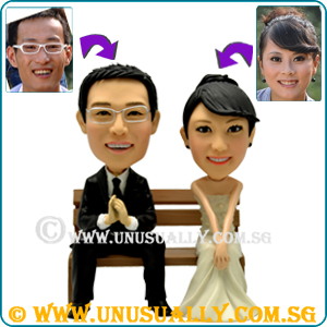 Custom 3D Sexy Bride & Smart Groom On Bench Wedding Figurines
